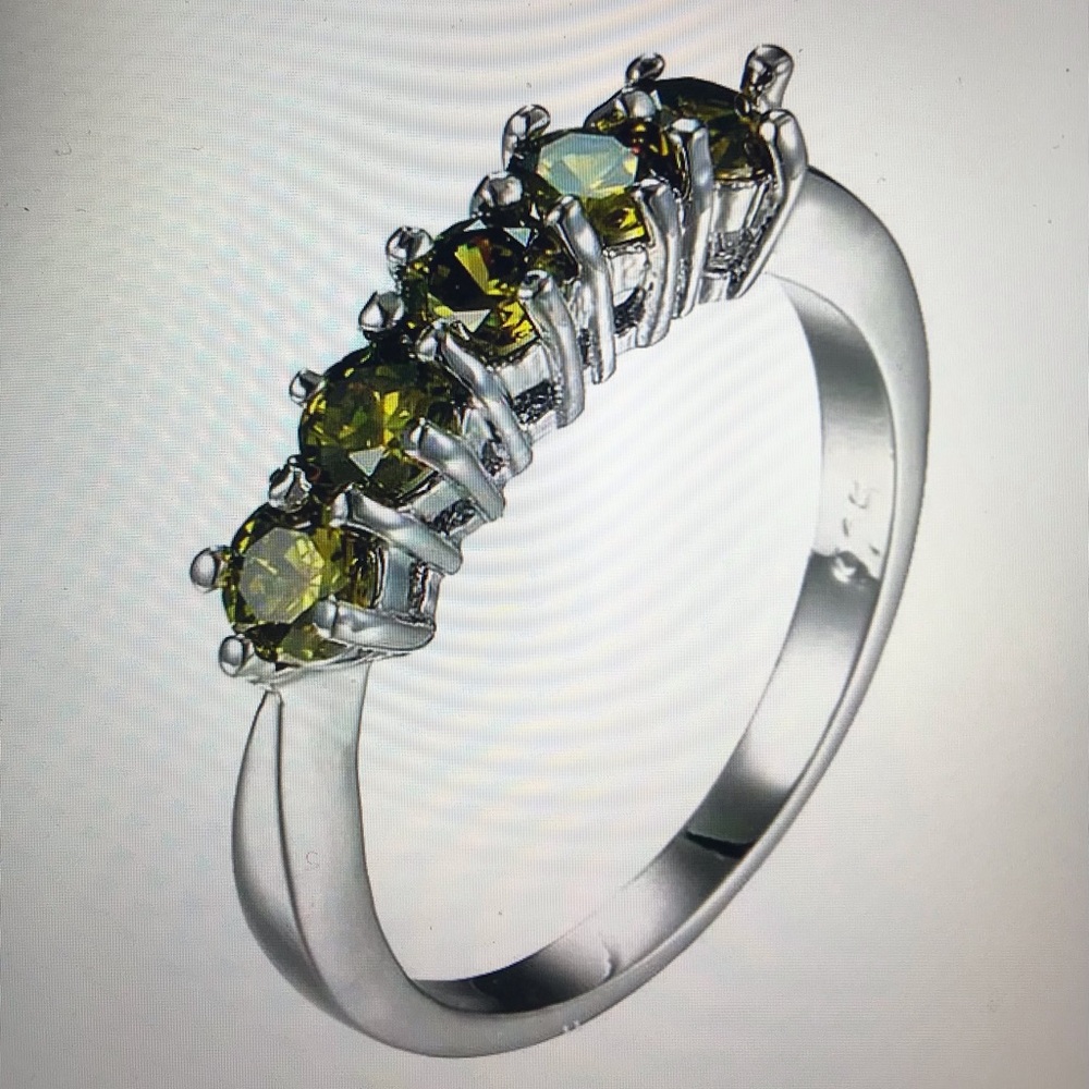 Peridot Stamped 925 Sterling Silver Ring